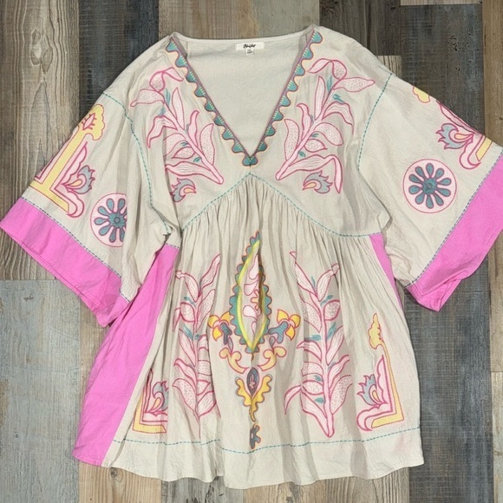 Blue velvet embroidered boho Tunic